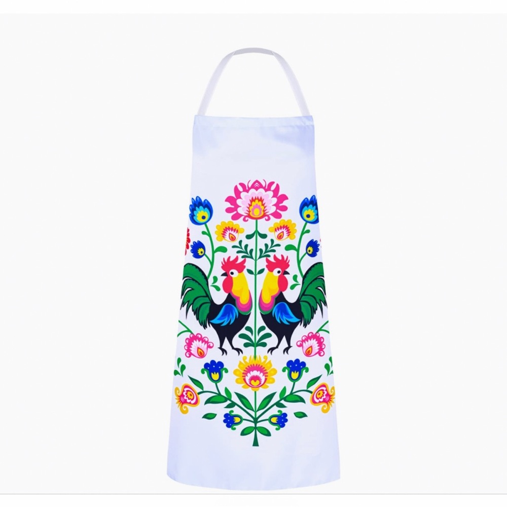 Rosie Lily Floral Aprons for Women White Apron Rooster